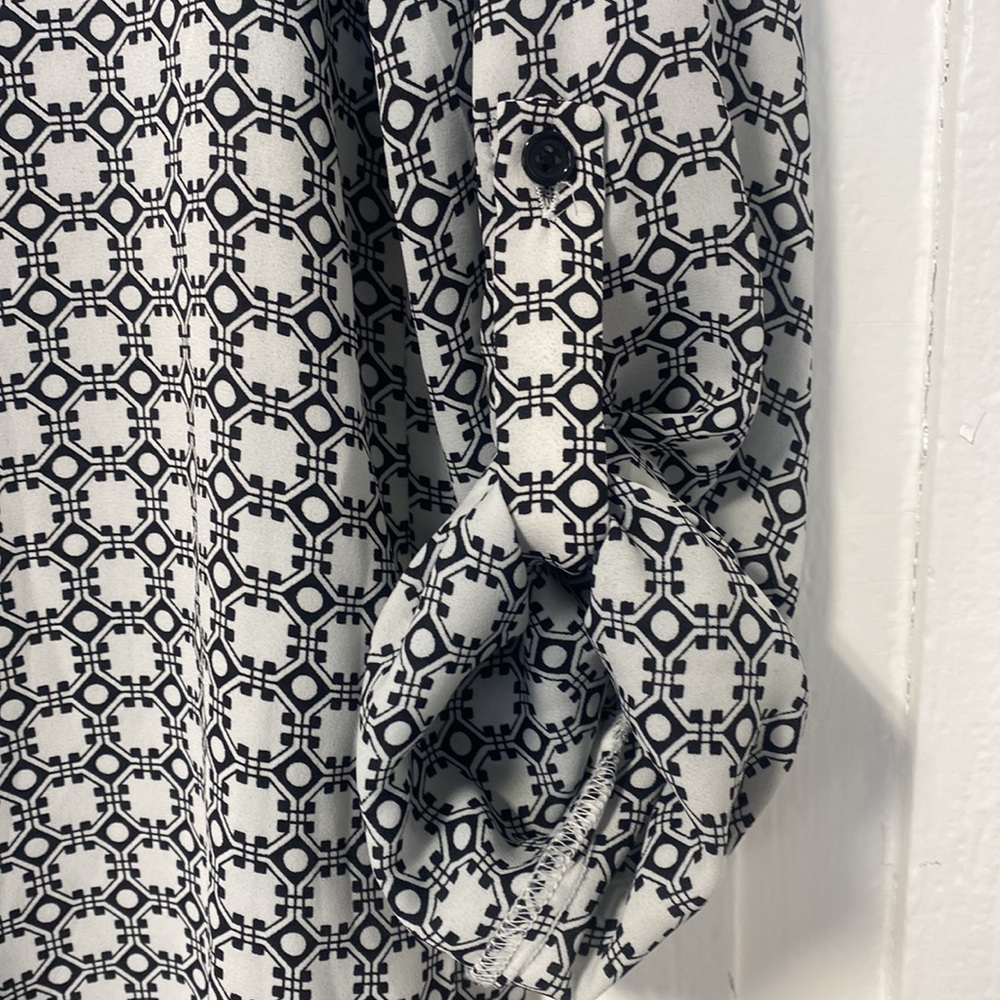 Pleione high low xs black and white blouse - Picture 6 of 9